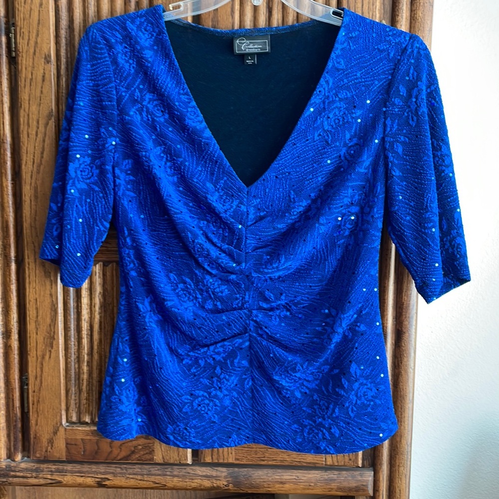 Dressbarn Holiday Royal Blue Blouse size Large